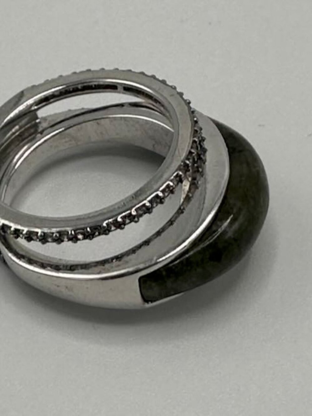 Henri Bendel Jade and Pave Ring Sz 7 - Picture 5 of 6